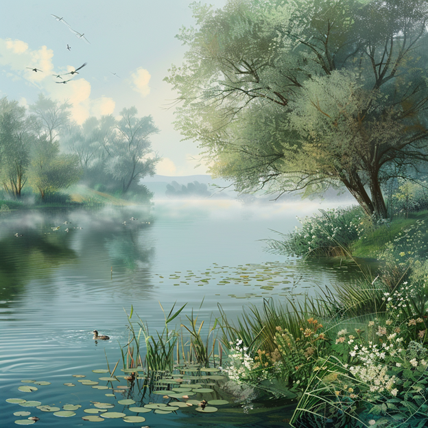 Береговая зона реки Кубань у станицы Прочноокопской — река жизни и природное зеркало