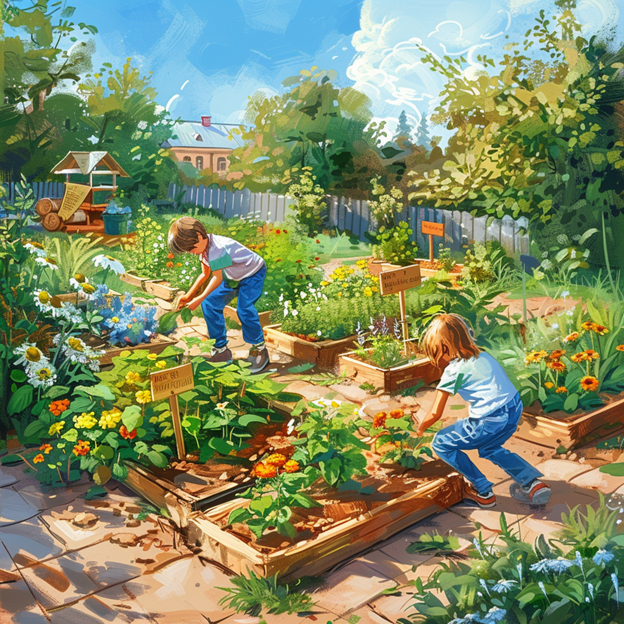 Уголок лекарственных растений у школы (г. Новокубанск)